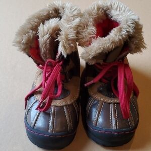 GAP Kids Boots with Faux Fur Lining - Brown and Red